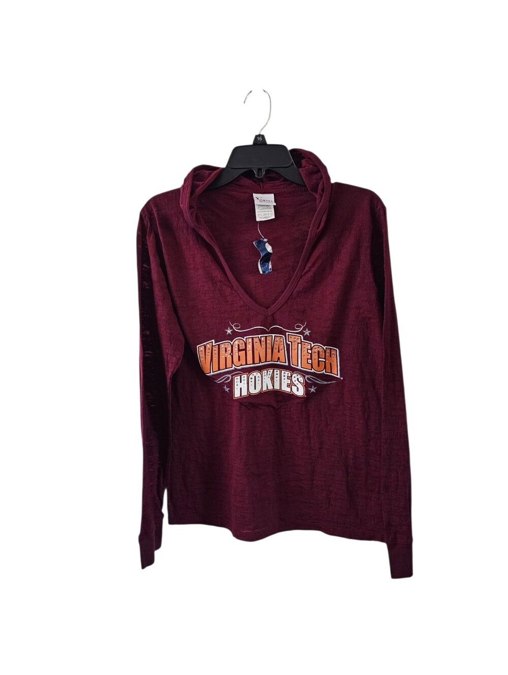 Campus Lifestyle Burgundy Virginia Tech Hokies Long Sleeve Burnout Hooded Top Lg